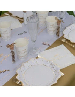 10 Assiettes Baptême Or & Feuillages 6 10 Assiettes Baptême Or & Feuillages -Déco Festive Soldes 10 assiettes bapteme or feuillages 2