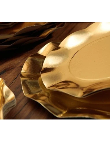 10 Assiettes Coupes "Pétales"Or Brillant 18 Cms 3 10 Assiettes Coupes "Pétales"Or Brillant 18 Cms – Image 3