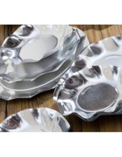 10 Assiettes Pétales Argent Brillant 21 Cms -Déco Festive Soldes 10 assiettes petalesargent brillant 21 cms 2
