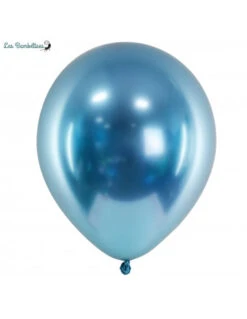 10 Ballons De Baudruche Chrome Bleu