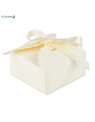 10 Boites Dragées Ivoires Avec Biais Satin 1 10 Boites Dragées Ivoires Avec Biais Satin