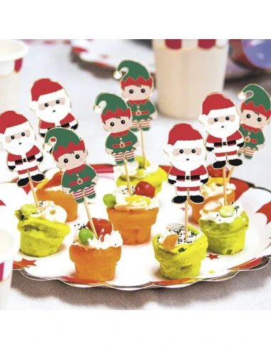 10 Cake Toppers Père Noël Et Lutin 3 10 Cake Toppers Père Noël Et Lutin – Image 3