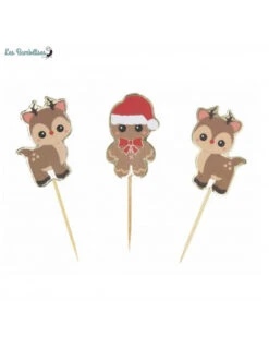 10 Cake Toppers Renne Et Pain D'épices Noël
