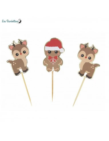 10 Cake Toppers Renne Et Pain D'épices Noël 1 10 Cake Toppers Renne Et Pain D'épices Noël
