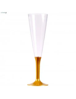 10 Flutes Champagne Pied Doré Réutilisables