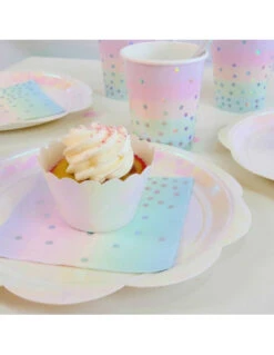 10 Gobelets Arc En Ciel Pastel Pois Irisés -Déco Festive Soldes 10 gobelets arc en ciel pastel pois irises 2