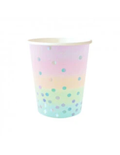 10 Gobelets Arc En Ciel Pastel Pois Irisés