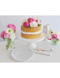 10 Gobelets Chevrons Argent Et Blancs -Déco Festive Soldes 10 gobelets chevrons argents et blancs 2