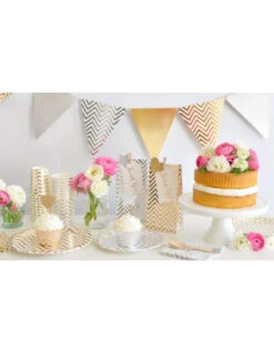 10 Gobelets Chevrons Argent Et Blancs -Déco Festive Soldes 10 gobelets chevrons argents et blancs 3