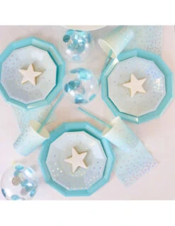 10 Grandes Assiettes Bleues Nacrées -Déco Festive Soldes 10 grandes assiettes bleues nacrees 2