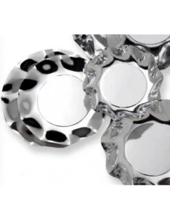10 Grandes Assiettes Pétales Argent Brillant 27 Cms