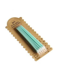 10 Longues Bougies Vert Pastel 15cms