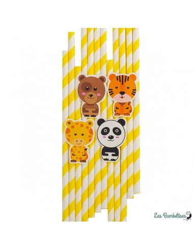 10 Pailles En Papier Mini Animaux De La Jungle 1 10 Pailles En Papier Mini Animaux De La Jungle