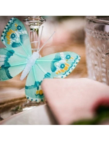 10 Papillons Décoratifs Vert Menthe 2 10 Papillons Décoratifs Vert Menthe – Image 2