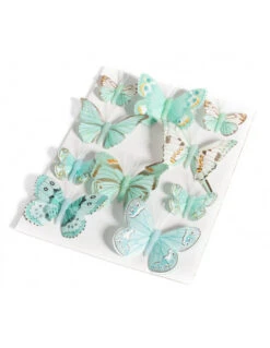 10 Papillons Décoratifs Vert Menthe