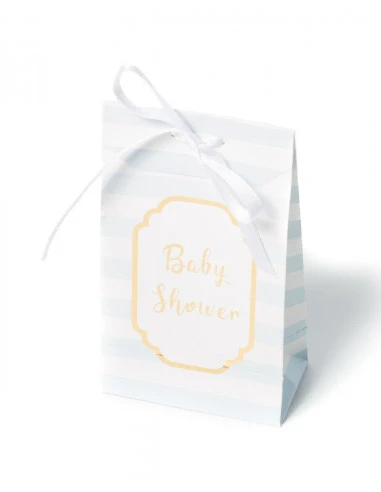 10 Pochettes Cadeaux Baby Shower Or Rayures Bleues 2 10 Pochettes Cadeaux Baby Shower Or Rayures Bleues – Image 2