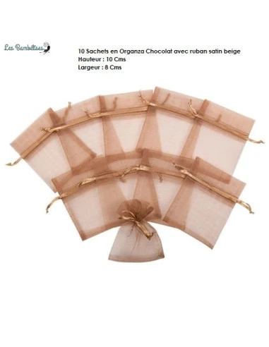 10 Sachets Dragées En Organza Chocolat 2 10 Sachets Dragées En Organza Chocolat – Image 2