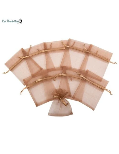 10 Sachets Dragées En Organza Chocolat 1 10 Sachets Dragées En Organza Chocolat