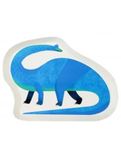 12 Assiettes Dinosaures Brachiosaure Bleu