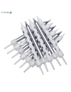 12 Bougies Anniversaire Argent & Etoiles