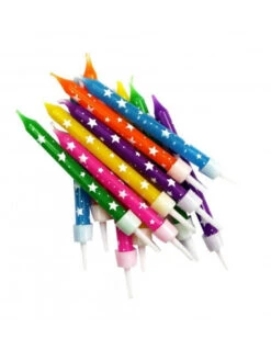 12 Bougies Anniversaire Multicolores Etoiles