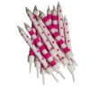 12 Bougies Rayures Et Pois Roses Et Blancs