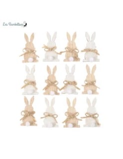 12 Confettis Lapins De Pâques En Bois