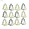 12 Confettis Sapins De Noel Verts En Bois
