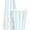 12 Gobelets Rayures Bleu Ciel Et Ivoire