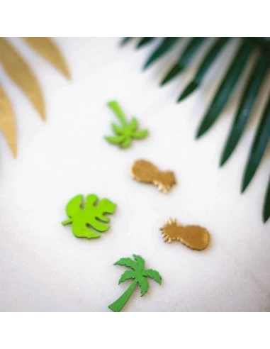 12 Palmiers En Bois Verts Et Dorés 2 12 Palmiers En Bois Verts Et Dorés – Image 2