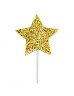 12 Piques à Gâteaux Etoiles Dorées