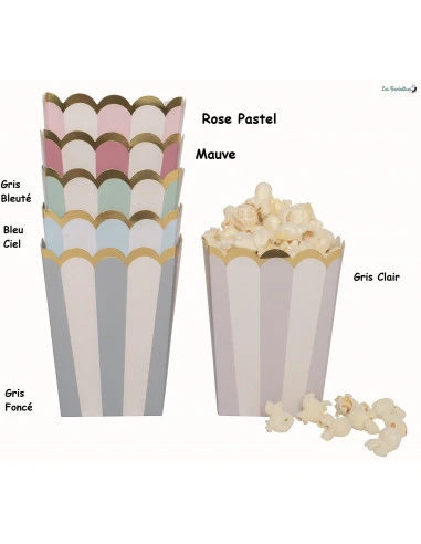 12 Pots à Popcorn Pastels Bordure Dorée 1 12 Pots à Popcorn Pastels Bordure Dorée