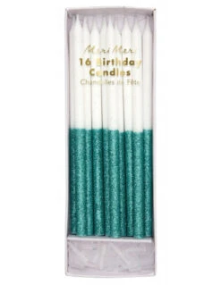 16 Bougies Paillettes Vert Menthe Meri Meri