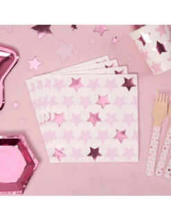 16 Grandes Serviettes Etoiles Roses