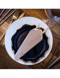 16 Grandes Serviettes Kraft Bordure Frise Or -Déco Festive Soldes 16 grandes serviettes kraft bordure frise or 2