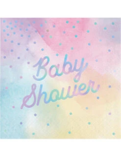16 Grandes Serviettes Pastels Baby Shower Irisé