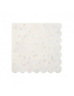 16 Petites Serviettes Blanches Pois Irisés Meri Meri