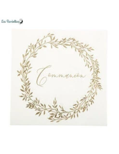 16 Serviettes Communion Champêtre Or