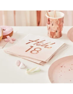 Déco Festive Soldes -Déco Festive Soldes 16 serviettes degradees 18 ans rose gold 1