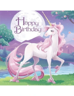 16 Serviettes En Papier Thème Licorne