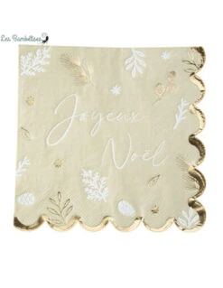 16 Serviettes Joyeux Noël Vert Sauge