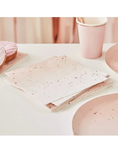 16 Serviettes Ombrées Rose Pastel Pois Rose Gold 2 16 Serviettes Ombrées Rose Pastel Pois Rose Gold – Image 2