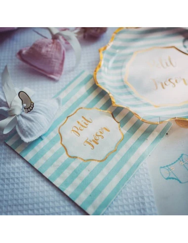 16 Serviettes Rayées Bleu Blanc Petit Trésor Garçon 2 16 Serviettes Rayées Bleu Blanc Petit Trésor Garçon – Image 2