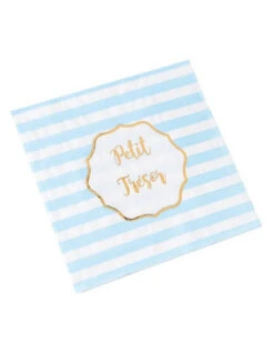16 Serviettes Rayées Bleu Blanc Petit Trésor Garçon