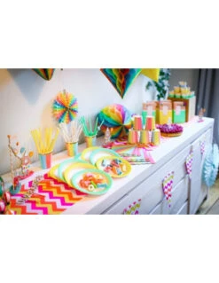 16 Serviettes Rayures Pastels Multicolores Bordure Frise Dorée -Déco Festive Soldes 16 serviettes rayures pastels multicolores bordure frise doree 2