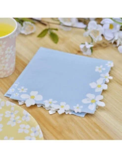 16 Serviettes Thème Fleurs Pastels