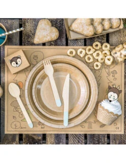 18 Couverts En Bois Touche Bleu Pastel -Déco Festive Soldes 18 couverts en bois touche bleu pastel 3