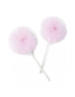 2 Baguettes Avec Pompons Tulle Rose -Déco Festive Soldes 2 baguettes avec pompons tulle rose 3