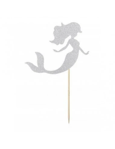 2 Piques Déco Gateau Sirène Rose Argent Paillettes 2 2 Piques Déco Gateau Sirène Rose Argent Paillettes – Image 2