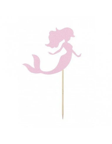 2 Piques Déco Gateau Sirène Rose Argent Paillettes 1 2 Piques Déco Gateau Sirène Rose Argent Paillettes